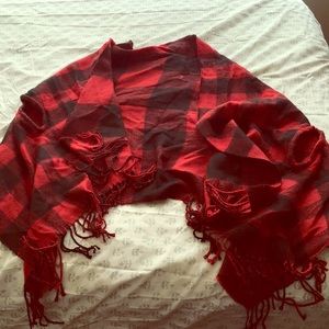 LOFT buffalo check poncho